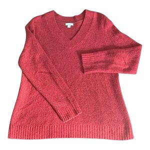 J. Jill Red Knit VNeck Sweater